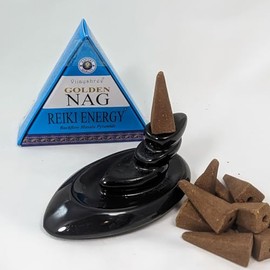 Jumbo Golden Nag - Back Flow Incense Cones (1, Reiki Energy)