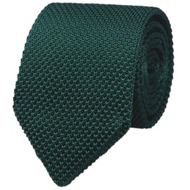 Vinesen Men's Knitted Tie Vintage Casual Formal Designer Skinny Necktie Pointed Bottom, Dark Green, One Size