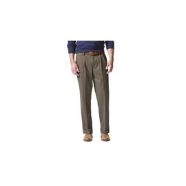 Dockers Men's Relaxed Fit Comfort Khaki Pants-Pleated, Dark Pebble, 38W x 34L