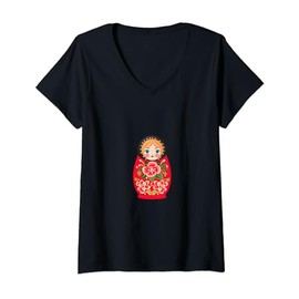 Matryoshka Russian Nesting Doll Russia V-Neck T-Shirt