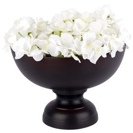 Koyal Wholesale Metal Modern Minimalist Round Pedestal Bowls, Metal Compote Bowl Vase Ideal for Table Centerpiece, Weddings, Events, Home Décor Flowers 1 Pack (Bronze, 8" x 5.5")