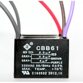 New Tech CEILING FAN CAPACITOR CBB61 2.5uf+3.5uf+4u