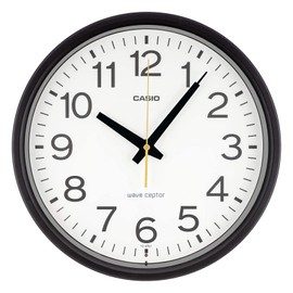 Casio IQ-482J-1JF Wall Clock, Radio Watch, Black, Analog, Standard, Nighttime Second Hand Stop,
