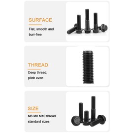 binifiMux 6pcs M8 x 85mm Flanged Hex Head Bolts Flange Hexagon Screws, Grade 10.9 Alloy Steel, Black Oxide Finish