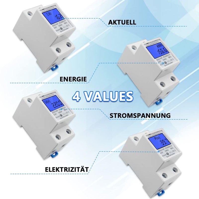 LCD Digital Electricity Meter AC Meter Hat Rail KWh Meter