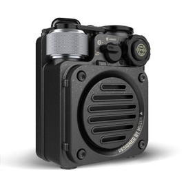 MUZEN Wild Mini 2nd Generation Bluetooth Speaker Waterproof IPX5 Compact Portable Speaker Type-C Charging Military Design Full Metal Body with Flashlight Ideal for Outdoor, Camping, Travel (Black)