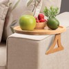 ZTHapwa Bamboo Couch Arm Tray, Round Sofa Arm Tray Table