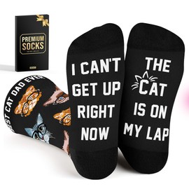VICRAZY Funny Socks for Men - Ideal Cat Dad Gifts and Fathers Day Presents, Comical Black Cat Lovers, Unique gifts for Mom and Dad, Perfect Christmas Gifts, Warm and Humorous
