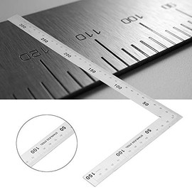 Oumefar Regla cuadrada de acero inoxidable en ángulo recto de 90 grados para carpintero, herramienta cuadrada de medición de metal (300 mm150 mm)