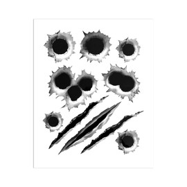 HQRNYP Bullet Holes Stickers Decals, Automotive Decals, Simulation 3D Bullet Hole and Scratch Car Decoration, Auto Accessories Waterproof PVC Fake Gun Shots Stickers for Bumper Window Helmet (Style B)