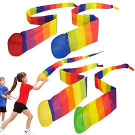 MONOSTORE Rainbow Toss Toy, Present, Playing in the Park, Children, Outdoors, 37.4 inches (95 cm), Set of 4