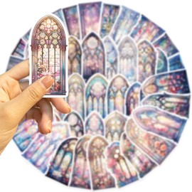 50 Pcs Church Window Stickers for Kids Teens Adults Boys Girls Gift,Stickers Pack for Laptop,Skateboard,Luggage,Car,Bike, Cup,Computer,Water Bottle Decor,Church Vinyl Waterproof Sticker Decals