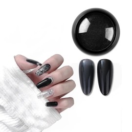 Holographic Mirror Nail Powders Chrome Gold Effect Pure Metallic Dust Sequins UV Gel Black Nail Chrome Powder Pigment for Nail Art Decoration (Black)