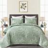 DJY Sage Green Quilt Set Twin Size Branch Botanical Pattern