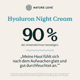 NATURE LOVE® Hyaluron Night Cream - 50 ml Moisturising Cream - 100% Natural Cosmetics - Night Cream with Hyaluron, Glycerin, Valuable Lipids and Ceramides - Regeneration, Anti-Ageing, Moisture