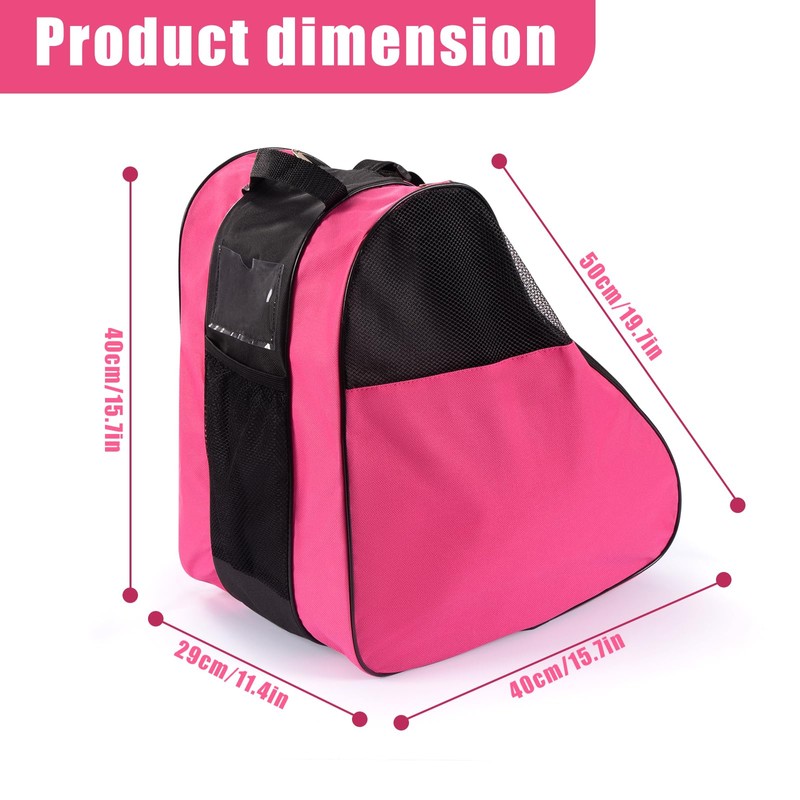 Pink Roller Skate Bag with Adjustable Shoulder Strap and Handle,