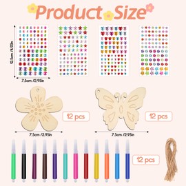 Moosono 40 Stück Bastelset Kinder Schmetterling und Blume mit Aquarellstift & Edelsteinaufkleber Deko Schnur Basteln Kindergeburtstag für DIY Geburtstag Basteln Kinder