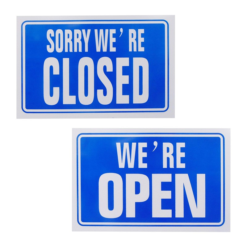 Open Closed Sign Blue Double Sided High Contrast Reversible Shop