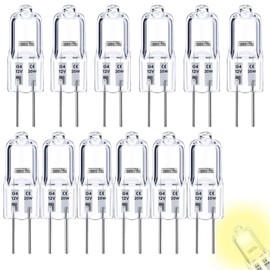 HIKLINK Pack of 12 G4 Halogen 12 V 20 W Halogen Bulbs, Halogen Bulb G4 20 W 2800 K Dimmable Non-Flicker Halogen Bulbs for Cooker Hoods, Ovens, Microwaves