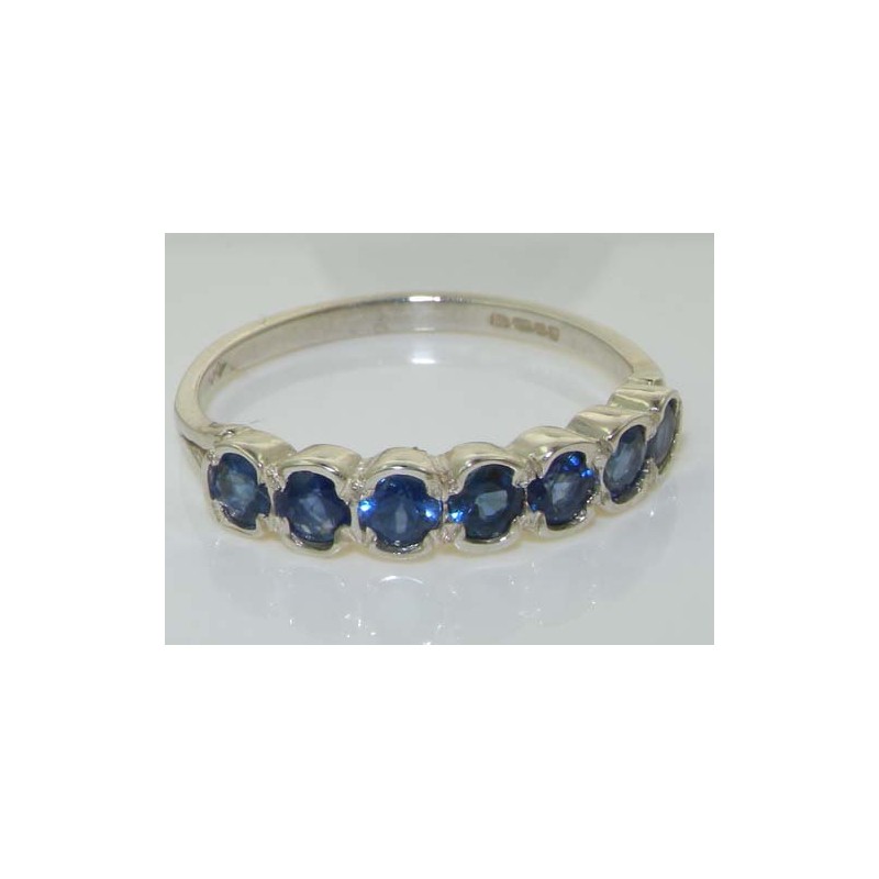 Solid Sterling Silver Vibrant Natural Blue Sapphire Eternity Ring -