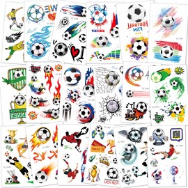Konsait Football Tattoos Soccer Ball Tattoos Kids Children Temporary Transfer Tattoos Boys Birthday Party Bag & Stocking Fillers, 142PCS