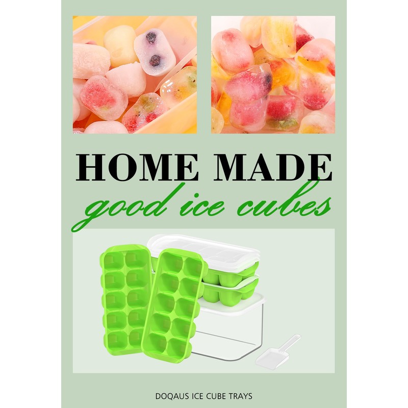 DOQAUS Ice Cube Tray with Lid and Bin - 4