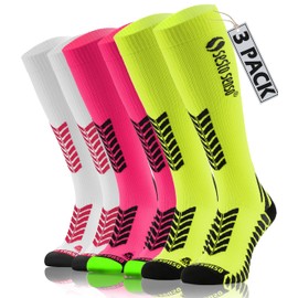 sesto senso 3 Paia Compression Socks for Women and Men, Pack of 3 Pairs - Neon Pink/White/Neon Yellow, 47-50