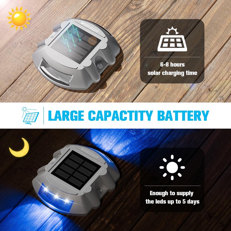 VOLISUN Solar Deck Lights Driveway Dock Lights, 8-Pack Led IP68