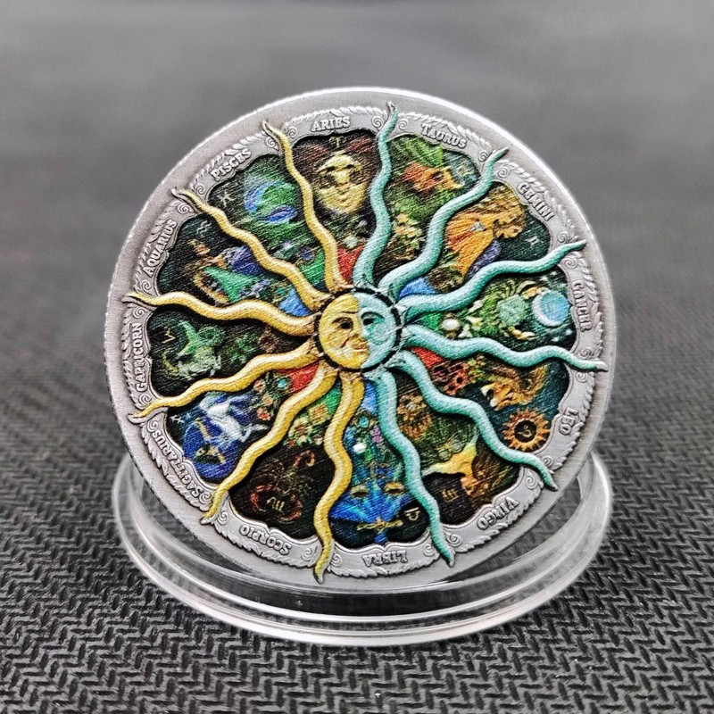 12 Constellations Challenge Coins, Constellations Good Luck Amulet