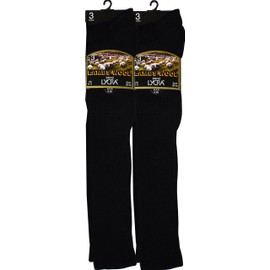 6 pairs Super Luxurious Mens Long, Knee High Lambs Wool blend Lycra Winter Socks (049L-Wool-BLK)