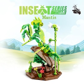 WULOBOOI Ideas Insect Collection Toy Building Sets, Chinese Mantis with Flowers Nature Display Models for Home Decor, Fun Bug Gift for Animals Lovers Adults Boys Girls 6+