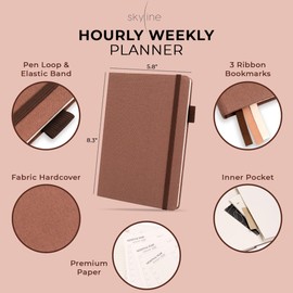 Skyline Hourly Weekly Planner – Undated Agenda & Daily Appointment Book – Time Blocking Notebook for Business Entrepreneurs, A5 (Dark Terracotta)
