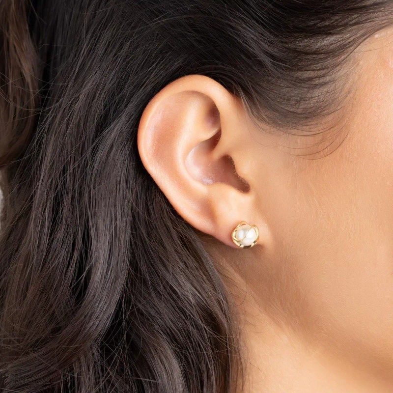 Aretes Mujer De Perlas Oro De 14k Pendientes Joyeria Regalo