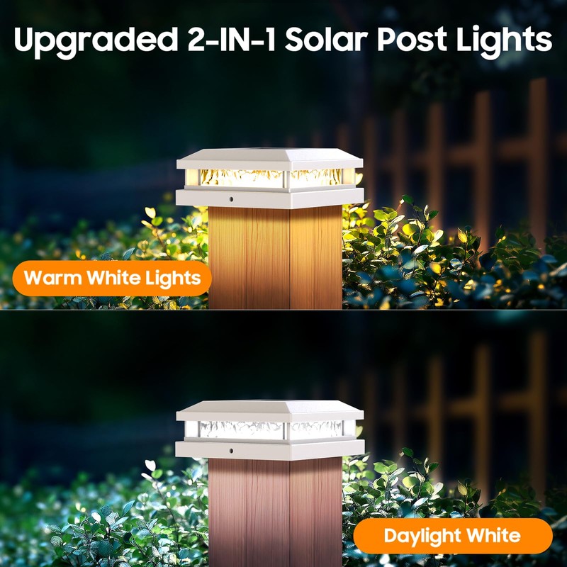 Bosceos Solar Post Lights Outdoor 12-Pack, 2 Lighting Modes 16