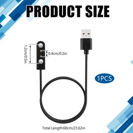 1PCS Smart Watch Charger 2 Pin Magnetic Black Charger for Smart Watch Pvc Plastic Reflex Active Smart Watch Charger Smart Watch Magnet Charging Usb Cables Compatible with Multiple Models