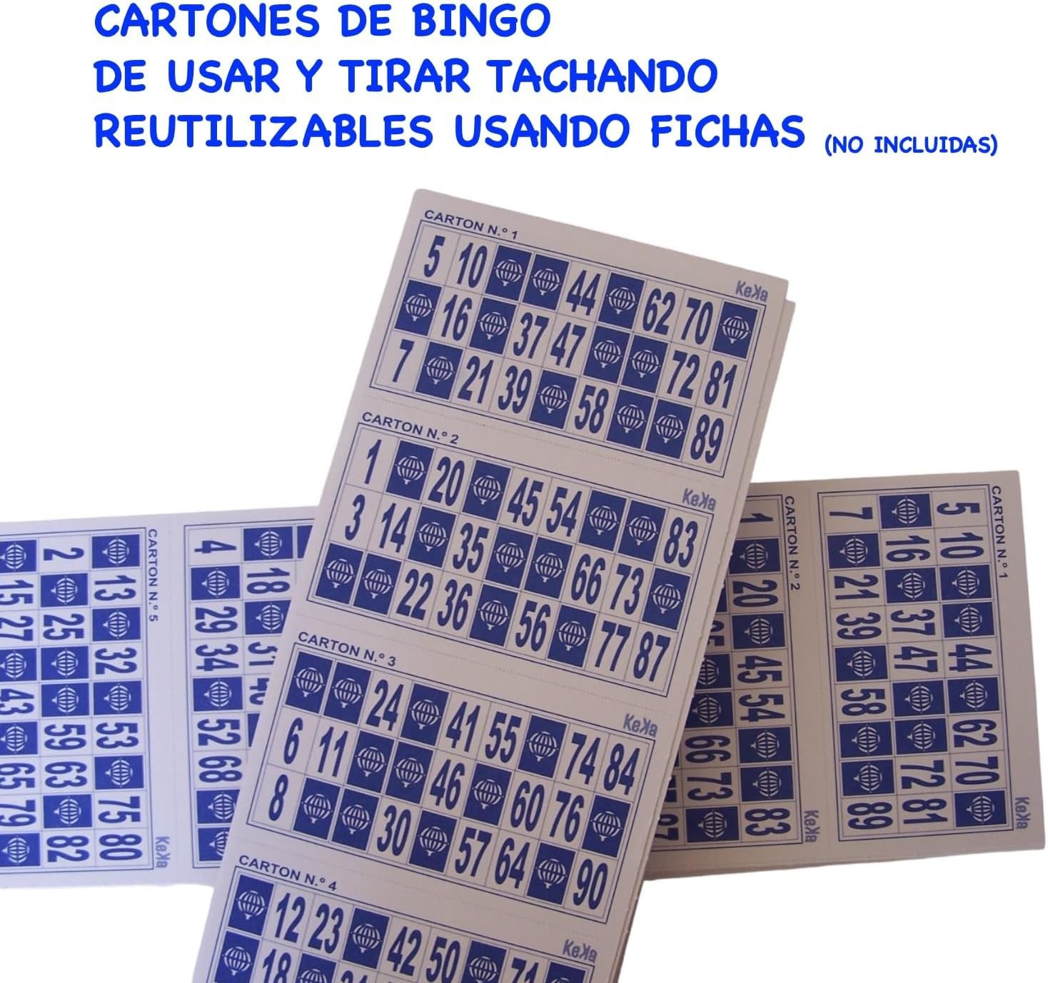 KEKA 300 Cajas de Bingo con 90 Bolas (Azul)