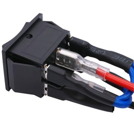 TWTADE Latching Polarity Reverse Switch 12V 10A DC Motor Control 6 Pin 3 Position ON-Off-ON AC 110V-220V Black Boat Rocker Toggle Switch with Wire KCD2-203-JT