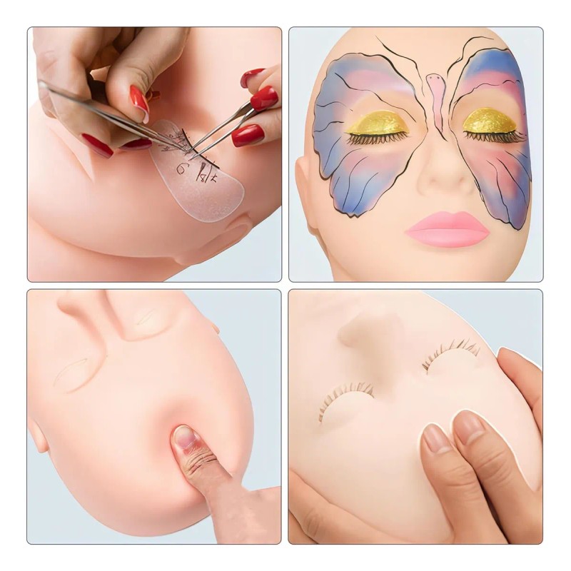 2pc Maniquí Cabeza Para Practica De Pestañas Y Microblading Nude