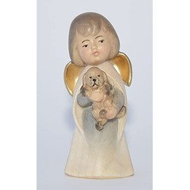 Wooden Angel Maple Painted Approx. 5 cm with Dog
