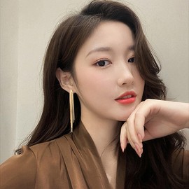 StyleJella Gold Dangle Dorp Long Tassel Earrings for Women,Metal Chain Statement Punk Long Threader Earrings for Wedding Bridesmaid Prom Party Earrings for Woman Jewelry Gifts, Zinc, No Gemstone