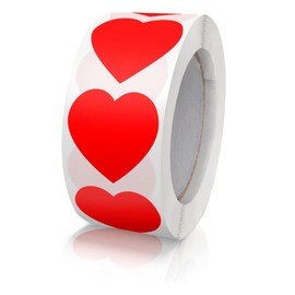 UKKQES Red Heart Shaped Sticker, 2.5CM 500 Labels Per Roll，Cute Love Labels for Valentine’s Day, Invitation, Envelopes, Crafting, Scrapbooking