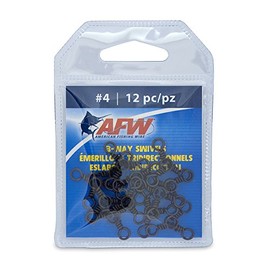 American Fishing Wire Brass 3-Way Swivels with Stainless Steel Rings (12-Piece), Black, Size #4
