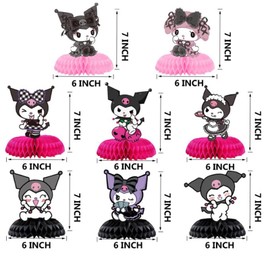Educatgame Kawaii Centerpieces for Tables - Set of 8,Kawaii Table Decorations for Girl,Kawaii Party Supplies,Double Side Honeycomb Centerpieces,Perfect for Baby Shower/Kids Birthday Party Decorations