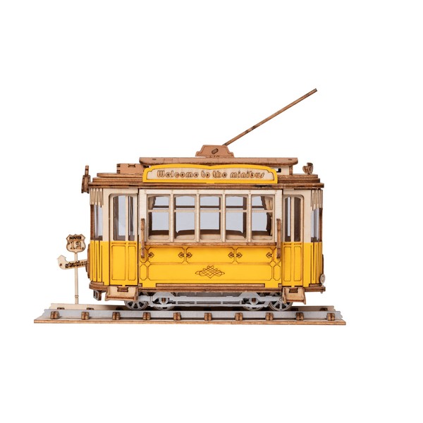 Tsukurun Desu® Robotime TG505 Tram Car 3D Wooden Puzzle, Ornament