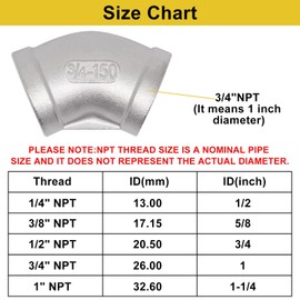 Sydien 45 Degree Elbow 2PCS, 3/4" NPT Female x 3/4" NPT Female 304 Stainless Steel Pipe Fitting, Connector Coupler Apply to Outdoor/Garden/Industrial