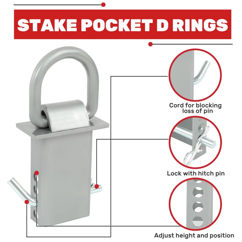 KUAFU Trailer Stake Pocket D Rings Compatible with Standard 2"
