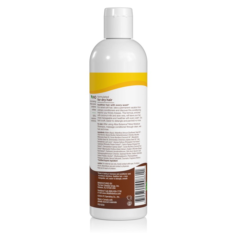 Alba Botanica More Moisture Conditioner, Coconut Milk, 12 Oz (Packaging