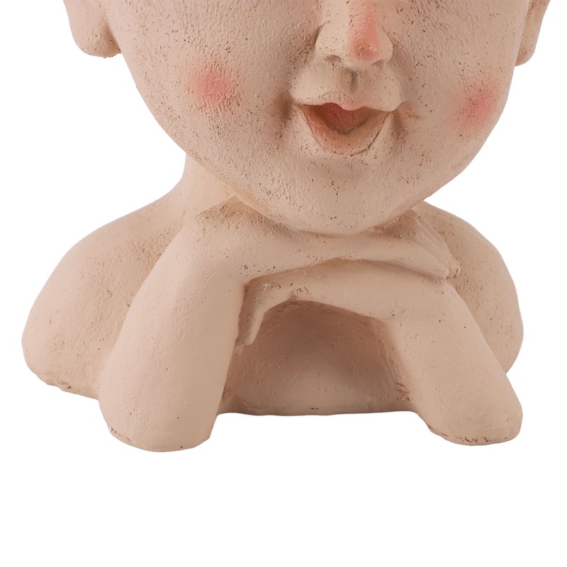 Men Face Flower Pot Hand Painting Resin Men Head Flowerpot
