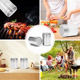 (Set of 2) Dredge Shakers 10 oz, Stainless Steel Spice Shakers Baking/Cooking