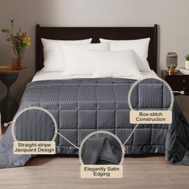 downluxe Weighted Blanket King Size, 18 lb Weighted Blanket with Glass Beads for All Season, Machine Washable Heavy Blanket (Grey, 108 X 90 Inch)